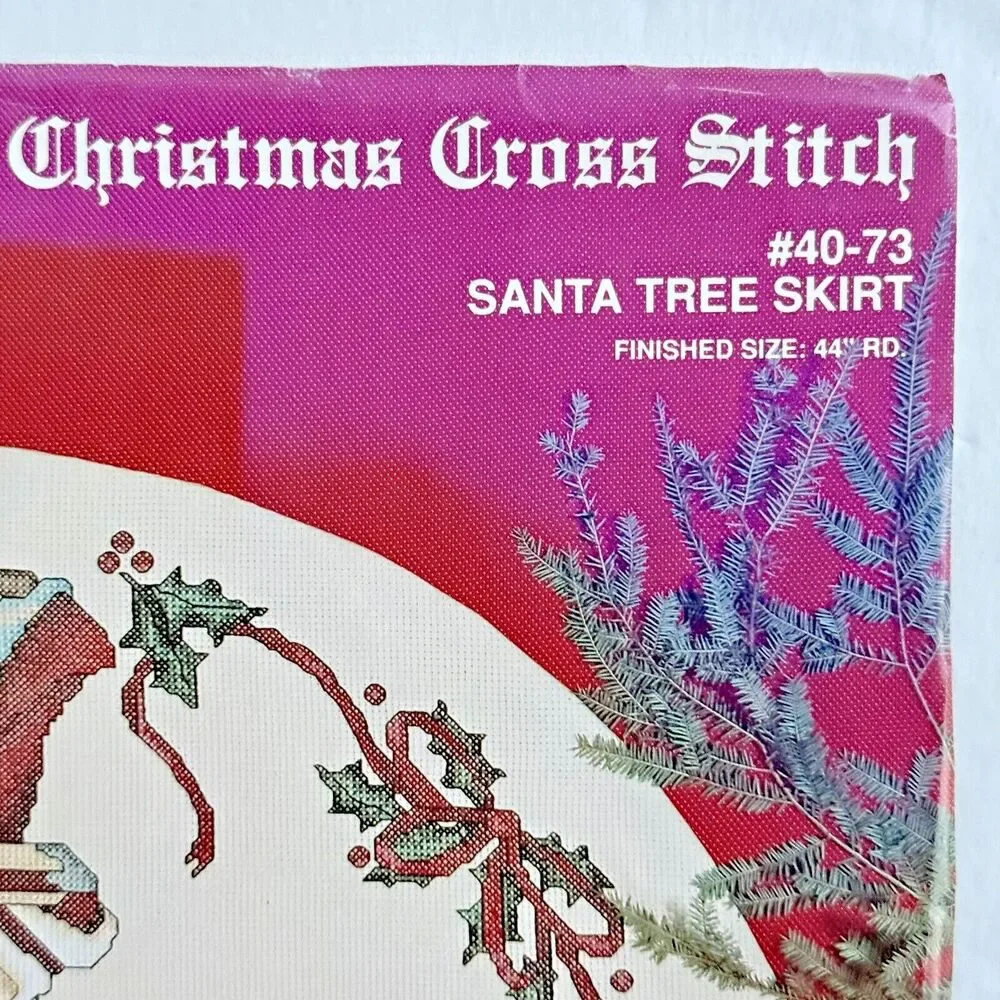 Counted Cross Stitch Santa Tree Skirt Kit Janlynn Christmas Holiday READ STARTED